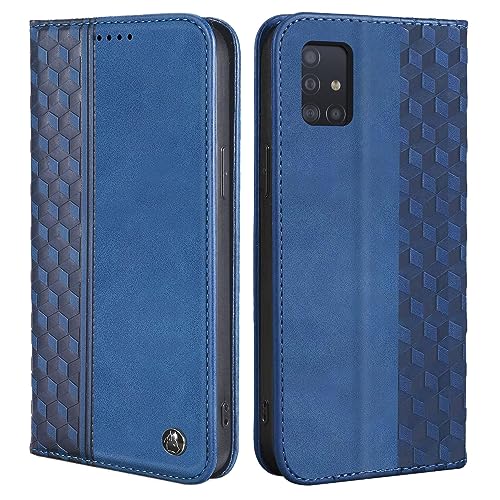CXTcase Handyhülle für Samsung Galaxy A51 4G Hülle, Lederhülle Flip Case für Samsung Galaxy A51 4G, PU Leder Stoßfeste Magnetische Schutzhülle Tasche für Samsung Galaxy A51 4G, Blau von CXTcase