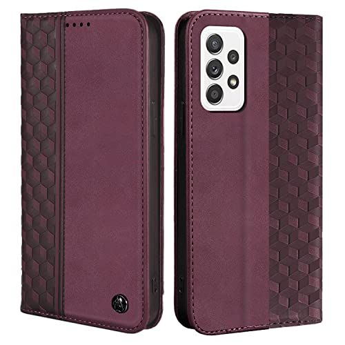 CXTcase Handyhülle für Samsung Galaxy A52 5G&4G / A52S 5G Hülle, Lederhülle Flip Case für Samsung A52S 5G, PU Leder Stoßfeste Magnetische Schutzhülle Tasche für Samsung Galaxy A52 5G, Weinrot von CXTcase