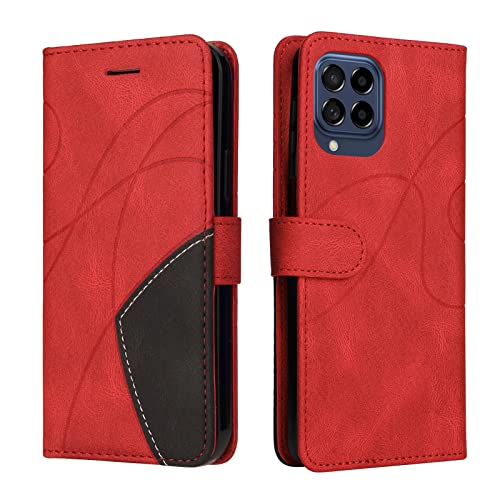 CXTcase Handyhülle für Samsung Galaxy M53 5G, Flip PU Leder Hülle Samsung Galaxy M53 5G Cover, Modisch Flip Case Samsung Galaxy M53 5G Handytasche Schutzhülle, Rot von CXTcase