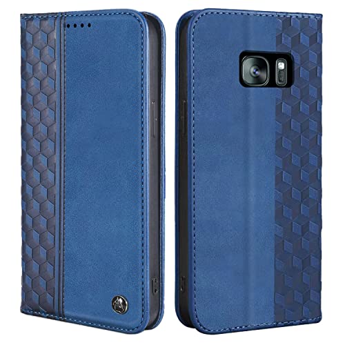 CXTcase Handyhülle für Samsung Galaxy S7 Hülle, Lederhülle Flip Case für Samsung Galaxy S7, PU Leder Stoßfeste Magnetische Schutzhülle Tasche für Samsung Galaxy S7, Blau von CXTcase