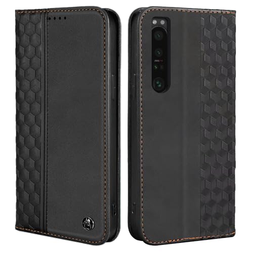 CXTcase Handyhülle für Sony Xperia 1 IV Hülle, Lederhülle Flip Case für Sony Xperia 1 IV, PU Leder Stoßfeste Magnetische Schutzhülle Tasche für Sony Xperia 1 IV, Schwarz von CXTcase