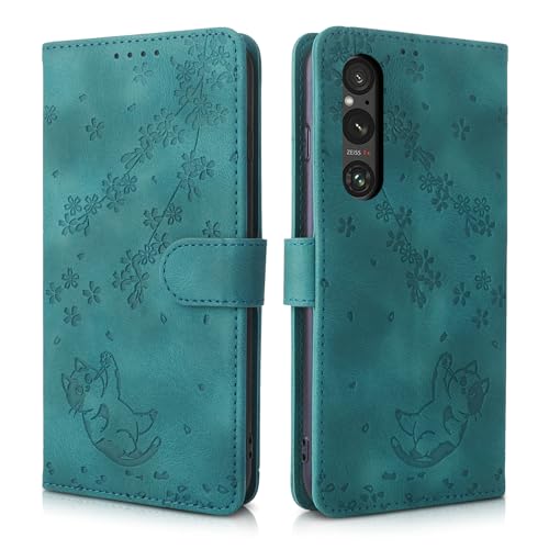 CXTcase Handyhülle für Sony Xperia 1 V Hülle, Premium PU Leder Flip Case Wallet Schutzhülle Tasche Handyhülle Kompatibel mit Sony Xperia 1 V, Grün von CXTcase