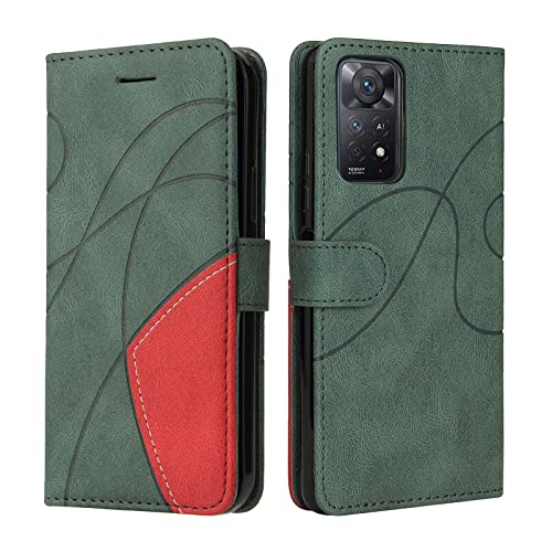 CXTcase Handyhülle für Xiaomi Redmi Note 11 Pro 4G/5G, Flip PU Leder Hülle Redmi Note 11 Pro 4G Cover Case, Modisch Flip Hülle Redmi Note 11 Pro 5G Handytasche Schutzhülle, Grün von CXTcase