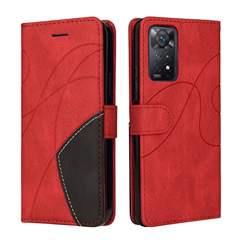 CXTcase Handyhülle für Xiaomi Redmi Note 11 Pro 4G/5G, Flip PU Leder Hülle Redmi Note 11 Pro 4G Cover Case, Modisch Flip Hülle Redmi Note 11 Pro 5G Handytasche Schutzhülle, Rot von CXTcase