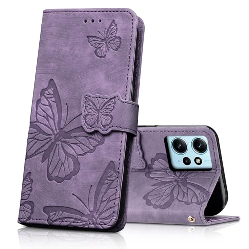 CXTcase Handyhülle für Xiaomi Redmi Note 12 4G Hülle, Schutzhülle Flip Case für Xiaomi Redmi Note 12 4G, PU Leder Magnetische Schmetterlings Lederhülle Tasche für Xiaomi Redmi Note 12 4G, Lila von CXTcase