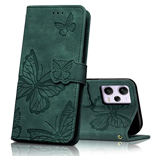 CXTcase Handyhülle für Xiaomi Redmi Note 12 Pro Hülle,Schutzhülle Flip Case für Xiaomi Redmi Note 12 Pro,PU Leder Magnetische Schmetterlings Lederhülle Tasche für Redmi Note 12 Pro,Grün von CXTcase