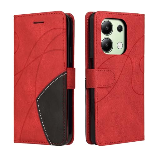 CXTcase Handyhülle für Xiaomi Redmi Note 13 4G, Flip PU Leder Hülle Cover, Modisch Flip Case für Xiaomi Redmi Note 13 4G Handytasche Schutzhülle, Rot von CXTcase
