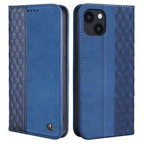 CXTcase Handyhülle für iPhone 14 Hülle, Lederhülle Flip Case für iPhone 14, PU Leder Stoßfeste Magnetische Schutzhülle Tasche für iPhone 14, Blau von CXTcase