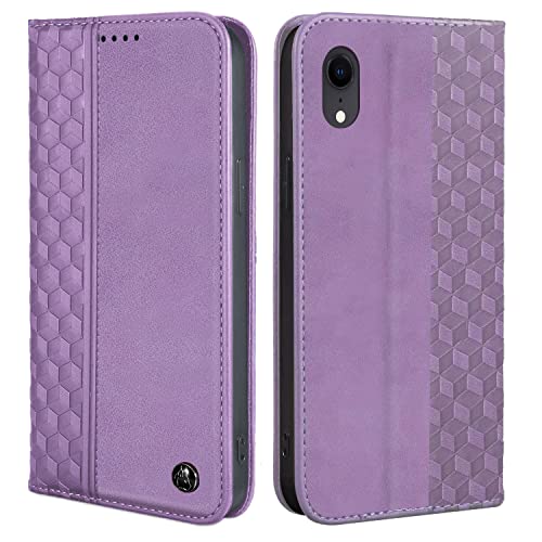 CXTcase Handyhülle für iPhone XR Hülle, Lederhülle Flip Case für iPhone XR, PU Leder Stoßfeste Magnetische Schutzhülle Tasche für iPhone XR, Violett von CXTcase