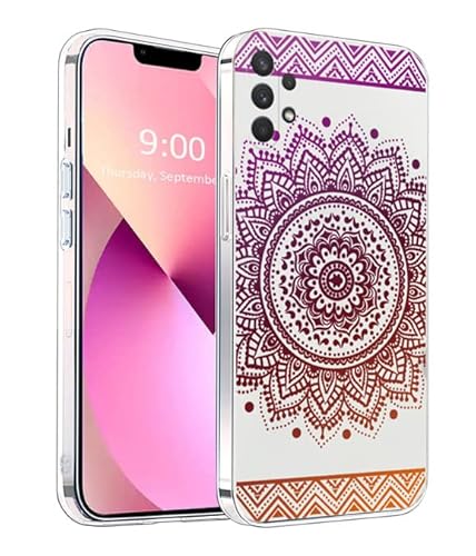 CXTcase Hülle für Samsung Galaxy A13 4G,Ultra Dünne Voller Schutz Handyhülle für Galaxy A13 4G,Stoßfeste Protection Case Cover,Samsung Galaxy A13 4G Transparente Anti-Fall-Mandala Schutzhülle,Violett von CXTcase