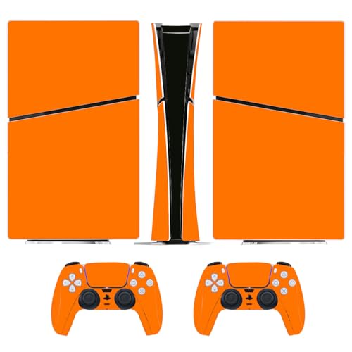 Aufkleber für PS5 Slim Digital Edition Konsole – Skin Vinyl Cover und Schutzfolie für Controller (Orange) von CXWITHY