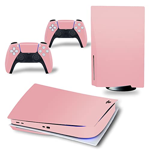 Skin Sticker für PS5 Disc Edition Konsole und Wireless Controller, Full Protective Skin Set Vinyl Decal Cover Wrap für PS5 Disc Edition (Rosa) von CXWITHY