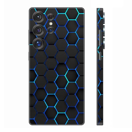 Skin Wrap für Samsung Galaxy S25 Ultra, Handy-Aufkleber für Handyrückseite, Kamera, Rahmen (blaues Alveolate-Design) von CXWITHY