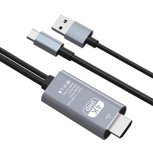 4K@60HZ Typ C auf HDMI Kabel mit Power Charging Port,USB C auf HDMI Adapter ist 1,8 Meter lang Kompatibel mit iPhone 15/MacBook Pro/Chromebook/Laptop/Android Phone zu TV Monitor/Xreal Air/Nreal air von CXXBOOB