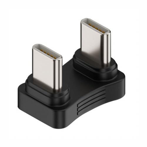 CY 480 Mbit/s USB-C Typ C Stecker auf Stecker Koppler Extender Power Data Adapter Gegenüberliegende U-förmige Rückseite abgewinkelt für Powerbank, Telefon, Laptop von CY