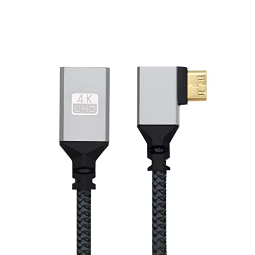 CY 4K Kabel Typ-C Mini HDMI 1.4 Stecker 90 Grad links gewinkelt auf HDMI Buchse Verlängerungskabel für DV MP4 Kamera DC Laptop HDTV von CY