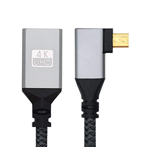 CY 4K Kabel Typ-D Micro HDMI 1.4 Stecker 90 Grad links gewinkelt auf HDMI Buchse Verlängerungskabel für DV MP4 Kamera DC Laptop HDTV von CY