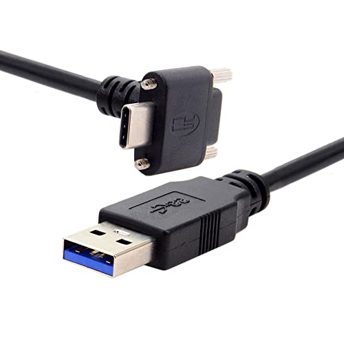 CY 90 Grad nach unten abgewinkelte Art Schraube Verriegelung USB-C auf USB 3.0 Daten 5Gbps Kabel Typ-C für VR Kamera Laptop (300CM) von CY