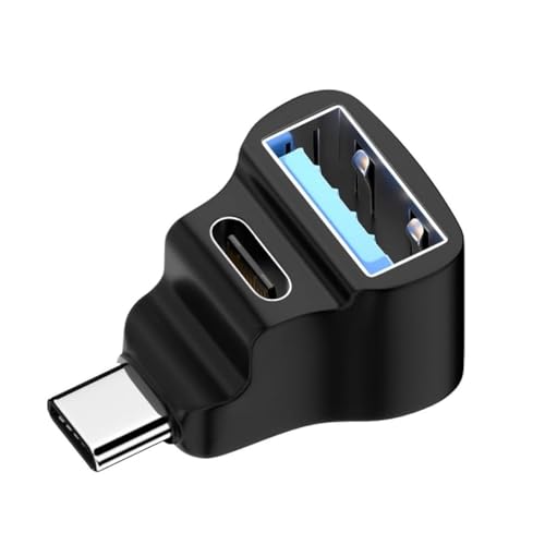 CY-Adapter, 10 Gbit/s, USB 3.0 Typ-C-Stecker auf Dual-Typ-A-OTG und Typ-C-Buchse, abgewinkelt, kompatibel mit Laptop von CY