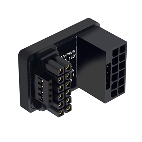 CY Adapter 12VHPWR ATX3.0 PCI-E 5.0 Power Modular Adapter 12+4Pin zu 12+4 16Pin Oben abgewinkelte 360 Grad entgegengesetzte U Form zurück gewinkelt für 4080 5090TI 16Pin 12+4P Grafikkarte von CY