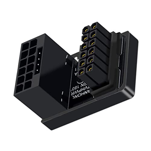 CY Adapter 12VHPWR ATX3.0 PCI-E 5.0 Power Modular Adapter 12+4Pin zu 12+4 16Pin abgewinkelt 360 Grad gegenüber U Form zurück gewinkelt für 4080 5090TI 16Pin 12+4P Grafikkarte von CY