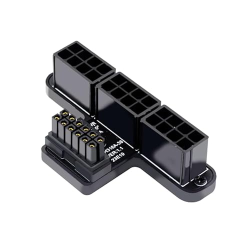 CY Adapter 12VHPWR ATX3.0 PCI-E 5.0 Power Modular zu Three ATX 8P Adapter für 4080 5090TI 16Pin 12+4P Grafikkarte (nach unten abgewinkelt 90 Grad), PW-048-DN-HX von CY