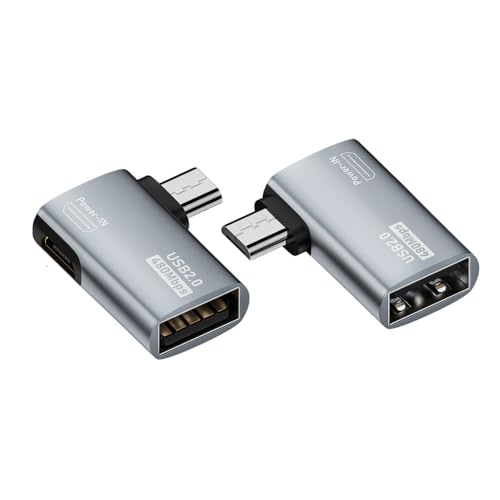 CY Adapter Micro-USB 2.0 auf Typ-A-Buchse, OTG-Host-Adapter, 90 Grad links + rechts abgewinkelt, mit USB-Stromversorgung für Handy, Tablet, 2 Stück CY Adapter Micro-USB 2.0 auf Typ-A-Buchse, OTG-Host-Adapter, 90 Grad links + rechts abgewinkelt, mit USB-Stromversorgung für Handy, Tablet, 2 Stück von CY