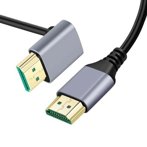 CY Cable HDMI 2.1 Ultradünnes HDTV-Kabel 8K 4K Hyper Super Flexible Slim Cord Up abgewinkelt 90 Grad Typ-A Stecker auf Stecker für Computer HDTV 100 cm von CY