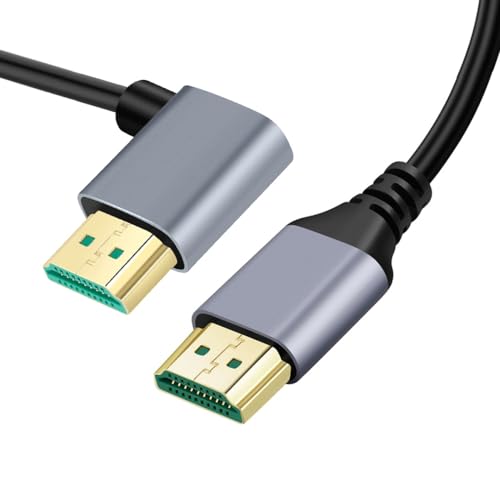 CY Cable HDMI 2.1 Ultradünnes HDTV-Kabel 8K 4K Hyper Super Flexible Slim Cord links abgewinkelt 90 Grad Typ-A Stecker auf Stecker für Computer HDTV 100 cm von CY