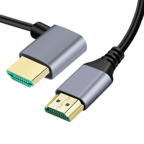 CY Cable HDMI 2.1 Ultradünnes HDTV-Kabel 8K 4K Hyper Super Flexible Slim Cord rechtwinkliges 90-Grad-Typ-A-Stecker auf Stecker für Computer HDTV 100 cm von CY