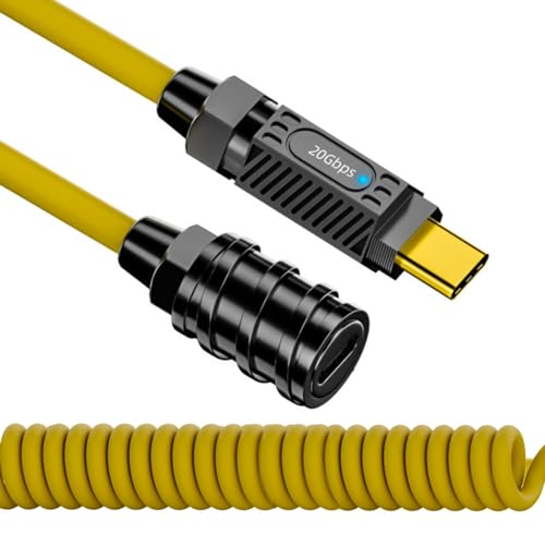 CY-Kabel, spiralförmig, USB-C, USB4, 20 Gbit/s, 140 W, 8K, für Gaming-Tastatur, Maus, Typ-C, Stecker auf Buchse, Verlängerung, Strom und Daten (180 cm) von CY