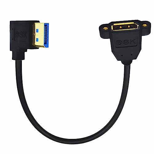 CY Kabel 8K DisplayPort Display Port Stecker auf Buchse Verlängerungskabel 90 Grad abgewinkelt links von CY