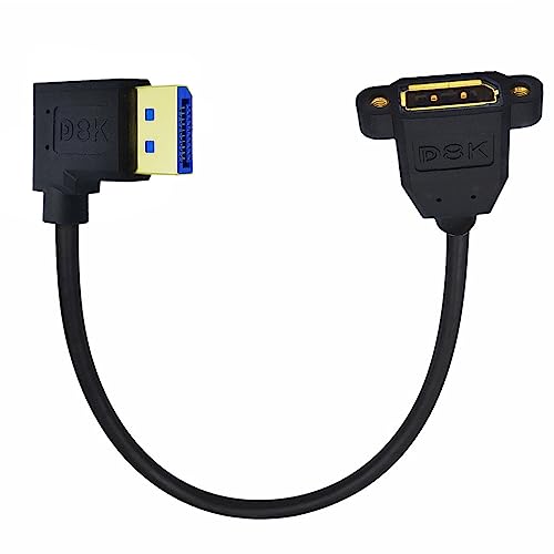 CY Kabel 8K DisplayPort Display Port Stecker auf Buchse Verlängerungskabel 90 Grad abgewinkelt rechts von CY