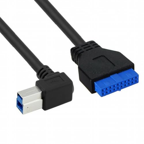 CY Kabel 90 Grad links gewinkelt USB 3.0 B Typ Stecker auf 3.0 Motherboard 19-poliger Header 50 cm von CY