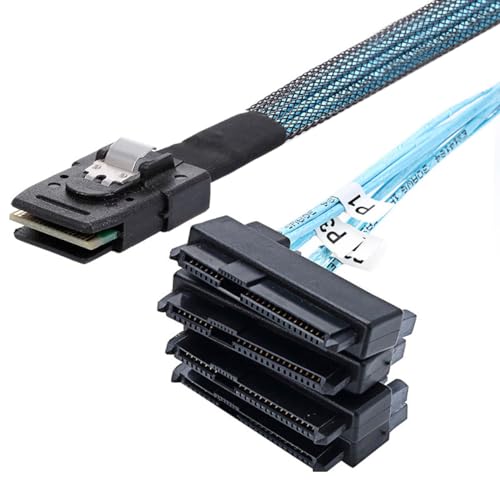 CY Kabel Internes Mini SAS 4X SFF-8087 36Pin Host auf SAS Festplatte SFF-8482 29Pin Target Fanout Kabel mit IDE-Stromversorgung 100 cm von CY