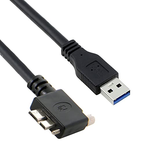 CY Kabel Micro-USB 3.0, Einzelschraube, Verriegelung auf USB 3.0, Daten, 5 Gbit/s, Netzkabel, 90 Grad links abgewinkelt, Typ f?r VR Industriekamera, Computer (5,0 m) von CY