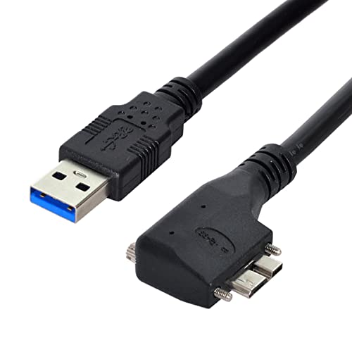 CY Kabel Micro USB 3.0 Dual Screws Locking to USB 3.0 Data 5Gbps Stromkabel 90 Grad rechtwinklig Typ für VR Industrial Camera Computer (3.0m) von CY