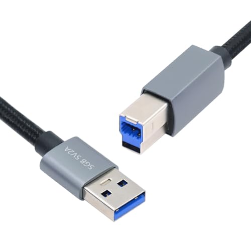 CY Kabel USB 3.0 Typ A Stecker auf Standard 3.0 B Stecker Silber 5 Gbps für Disk SSD Kamera Daten 30 cm von CY