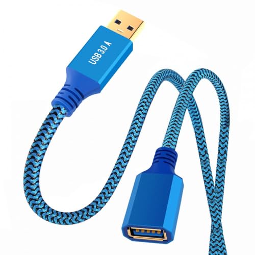 CY Kabel USB 3.0 Typ A Stecker auf USB 3.0 A Buchse, Kabelverlängerung, blaue Hülse, 5 Gbit/s, für Festplatten-SSD-Kameradaten, 60 cm von CY