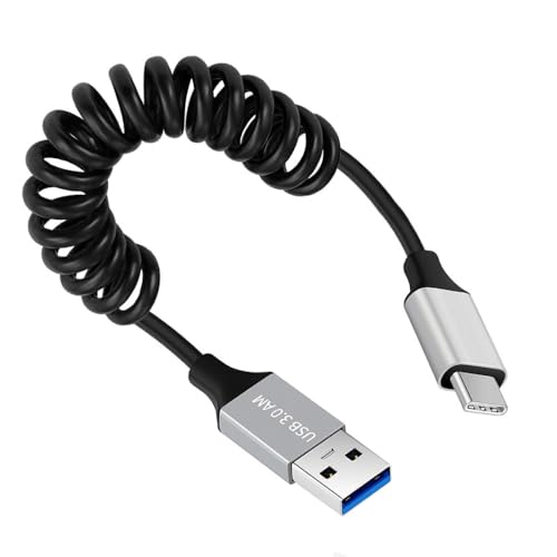 CY-Kabel USB 3.0 Typ-A Stecker auf USB-C Typ-C Stecker Stretch-Spiralkabel 100 cm Verlängerung 5 Gbps für Festplattentelefonkameradaten von CY