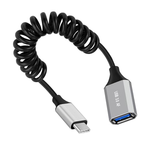 CY-Kabel USB-C Typ-C Host auf USB3.0-A Buchse OTG Stretch Spiralkabel 100cm Verlängerung 5Gbps für Disk Telefon Kamera Daten von CY