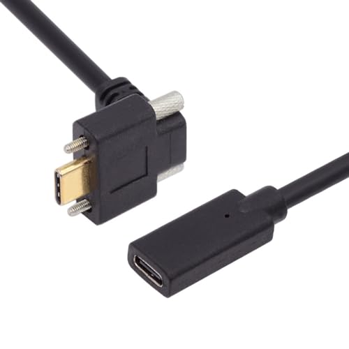 CY Kabel USB-C USB 3.1 Typ C nach oben abgewinkelt, Stecker auf Buchse, Verlängerungsdatenschraube, Verriegelungskabel für Realsense Kamera VR Quest Link von CY
