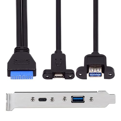 CY Kabel USB3.0 Motherboard 19/20Pin auf USB-C Typ-C & USB 3.0 Dual Ports Buchse PCI-E Rückseite 5 Gbit/s Kabel von CY