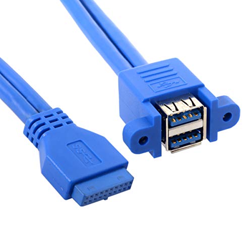 CY Kabel stapelbar USB 3.0 Buchse Panel Typ auf Motherboard 20Pin Header Kabel Dual Ports 50cm von CY
