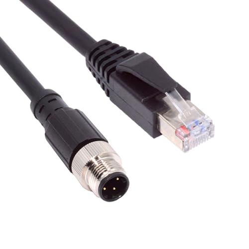 CY M12 Typ-D D-kodierter 4-poliger Stecker auf RJ45-Cat5e-Stecker, Kabel, LAN, Ethernet, Netzwerk, industrielle Anwendungen, IP67 Patchkabel (100 cm) von CY