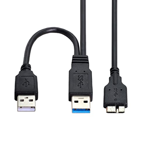 CY Micro USB 3.0 Power Y-Kabel, Dual USB 3.0 Daten & USB 2.0 Power A Stecker auf Micro USB 3.0 Kabel mit extra Leistung für SSD HDD von CY