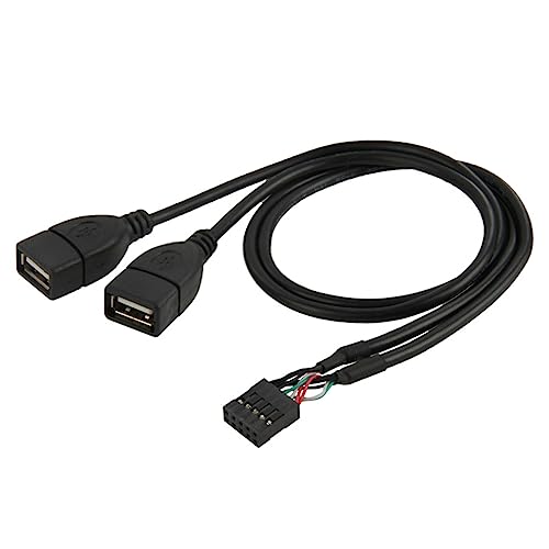 CY Motherboard-Kabel, 9-polig, 10-polig, weibliches Gehäuse auf Dual-USB-2.0-Buchse, Typ-A-Kabel, 50 cm von CY