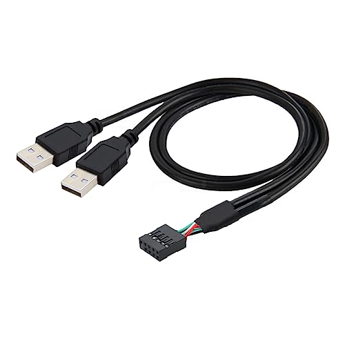 CY Motherboard-Kabel, 9-polig, 10-polig, weibliches Gehäuse auf Dual-USB-2.0-Stecker, Typ-A-Kabel, 50 cm von CY