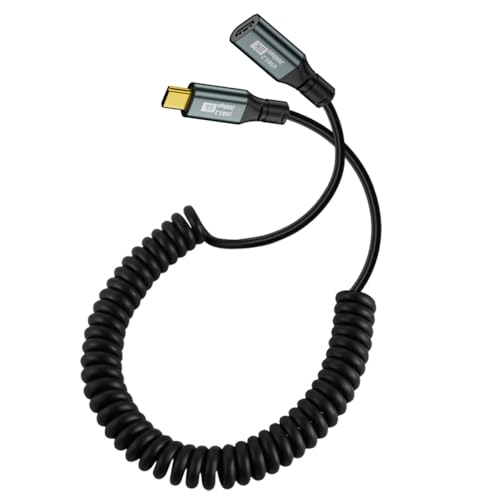 CY Stretch-Spiral-USB-C-USB4-Kabel, 20 Gbit/s, 100 W, 8K für Laptop, Tastatur, Tablet, Typ-C-Stecker auf Buchse, Verlängerungskabel, Strom und Daten von CY