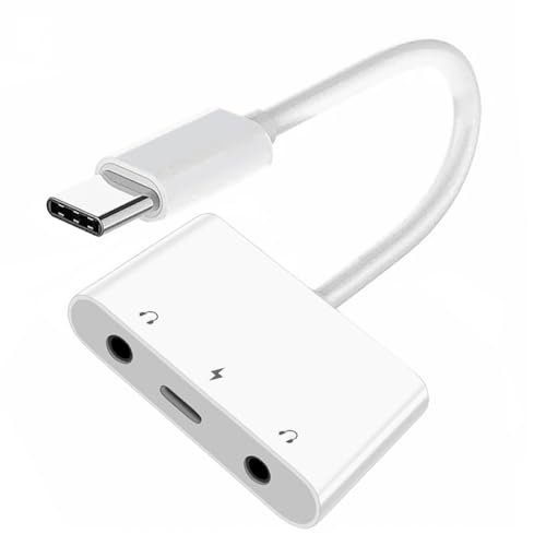 CY Typ-C USB-C auf Dual 3,5 mm Audio AUX & Mikrofon Soundkarte mit PD Power Charge Adapter kompatibel mit Laptop Tablet Handy von CY